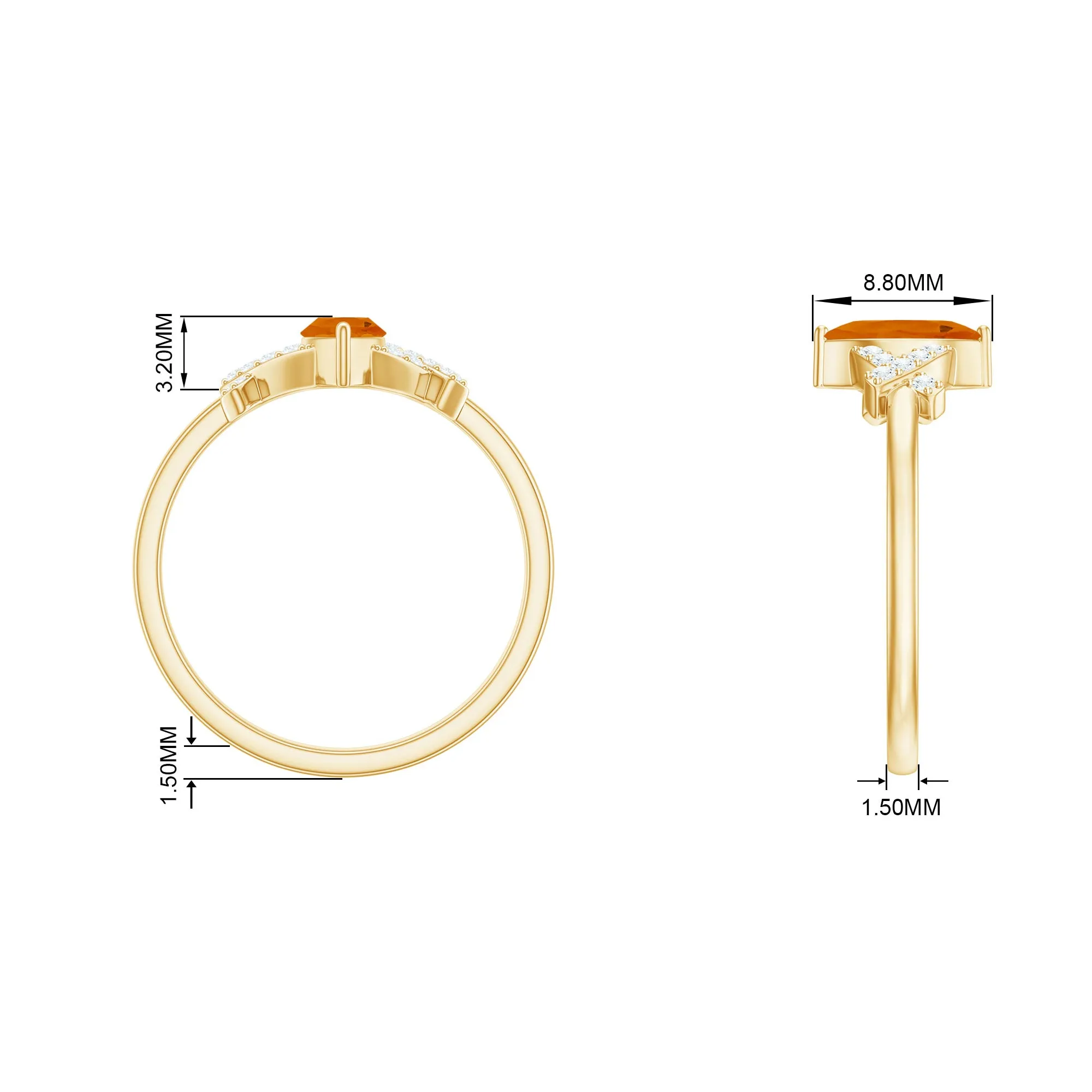 1/2 Carat Fire Opal Marquise Solitaire Ring with Diamond