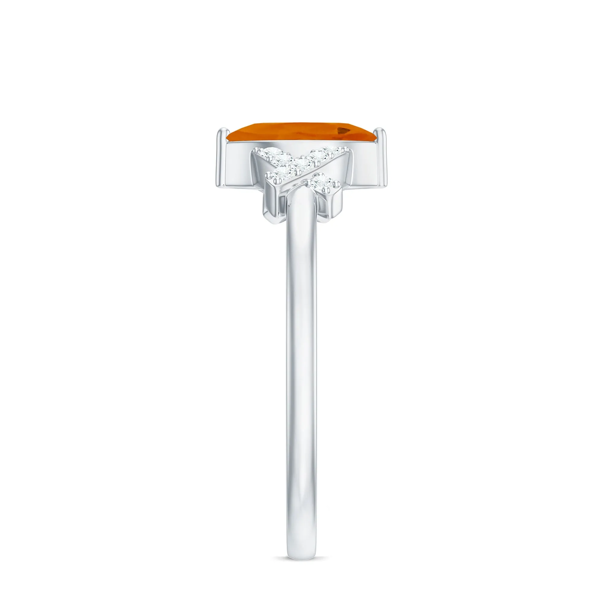 1/2 Carat Fire Opal Marquise Solitaire Ring with Diamond