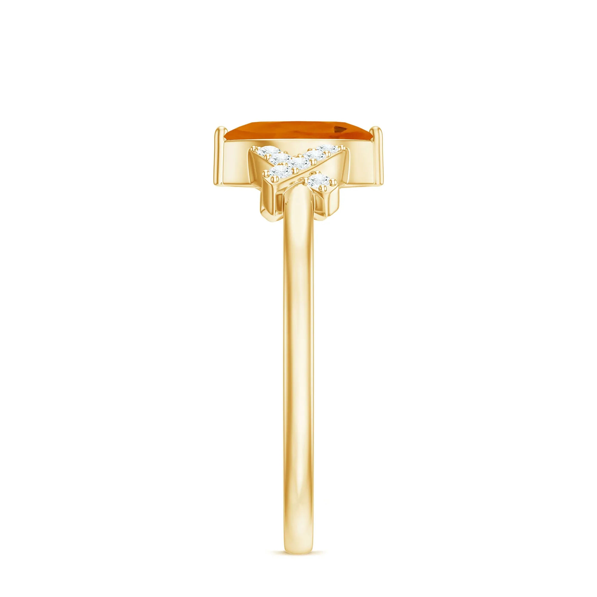 1/2 Carat Fire Opal Marquise Solitaire Ring with Diamond