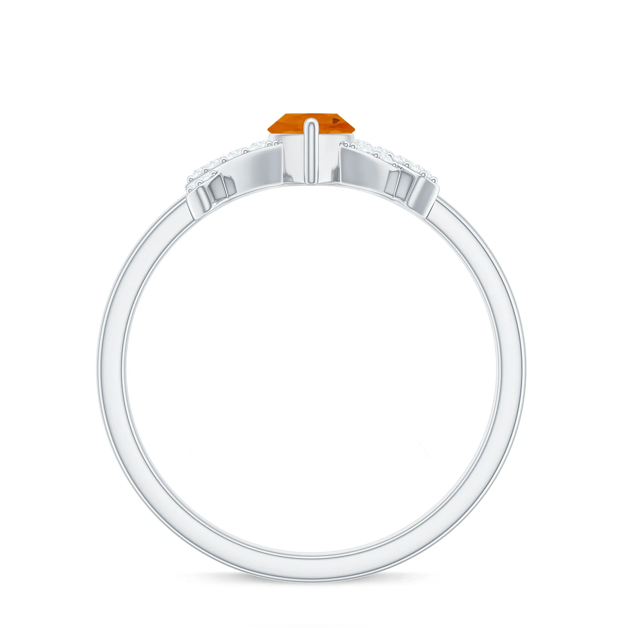 1/2 Carat Fire Opal Marquise Solitaire Ring with Diamond