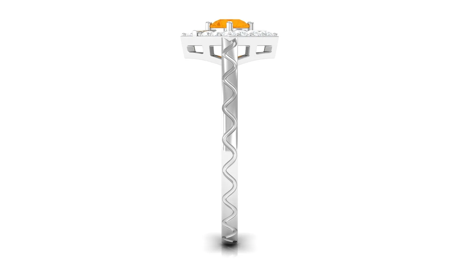 1/2 Carat Minimal Fire Opal and Diamond Textured Ring