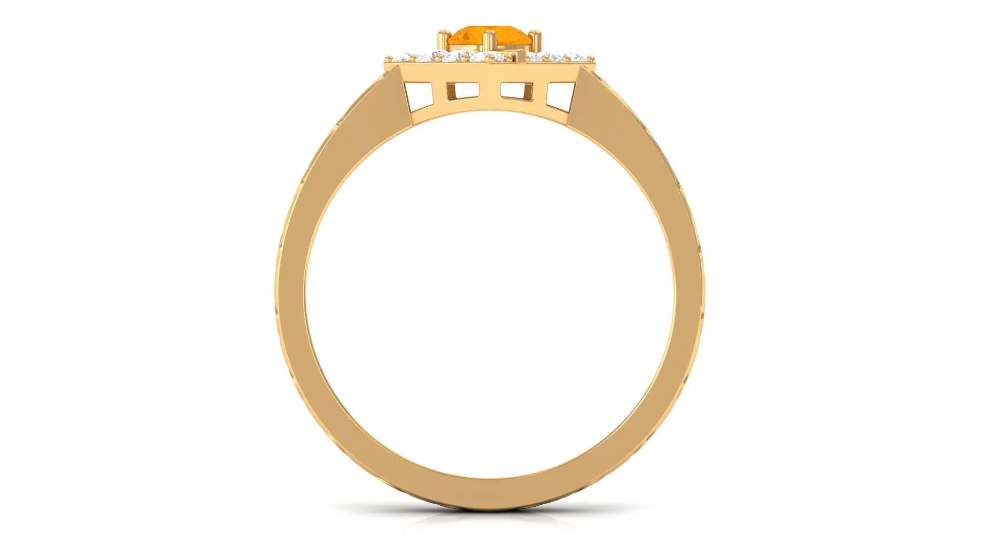 1/2 Carat Minimal Fire Opal and Diamond Textured Ring