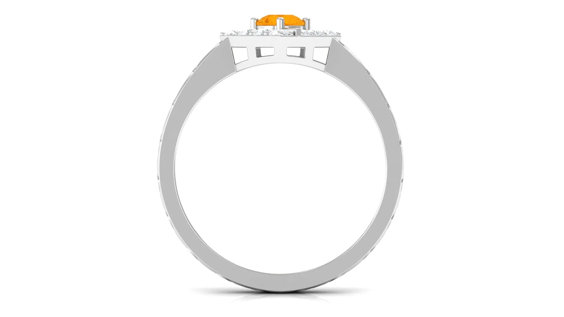 1/2 Carat Minimal Fire Opal and Diamond Textured Ring