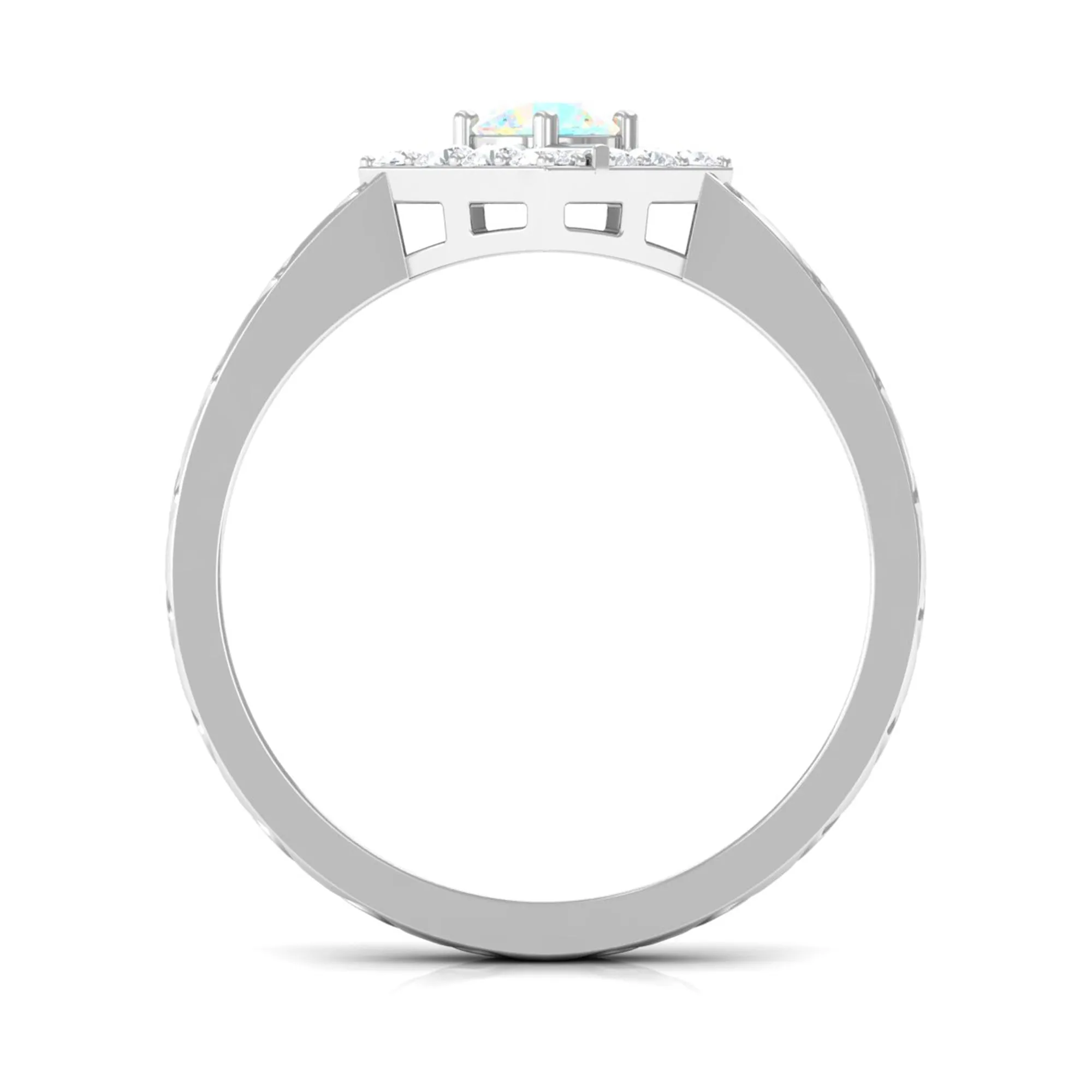 1/2 CT Minimal Ethiopian Opal and Diamond Ring with Textured Details