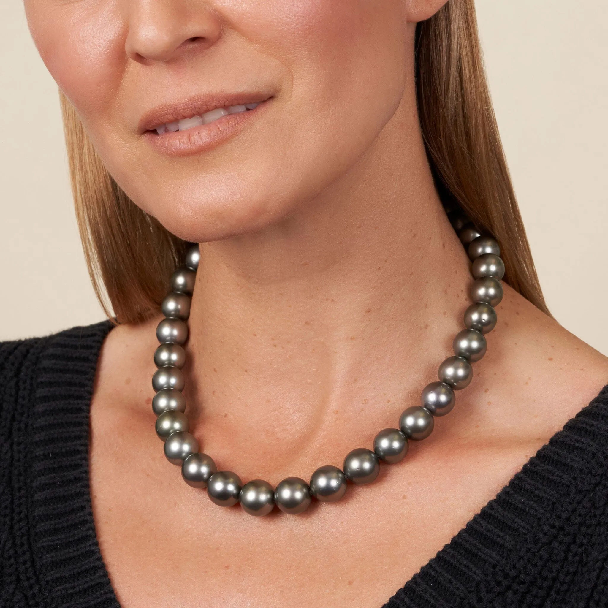 12.0-13.8 mm AA /AAA Tahitian Round Pearl Necklace