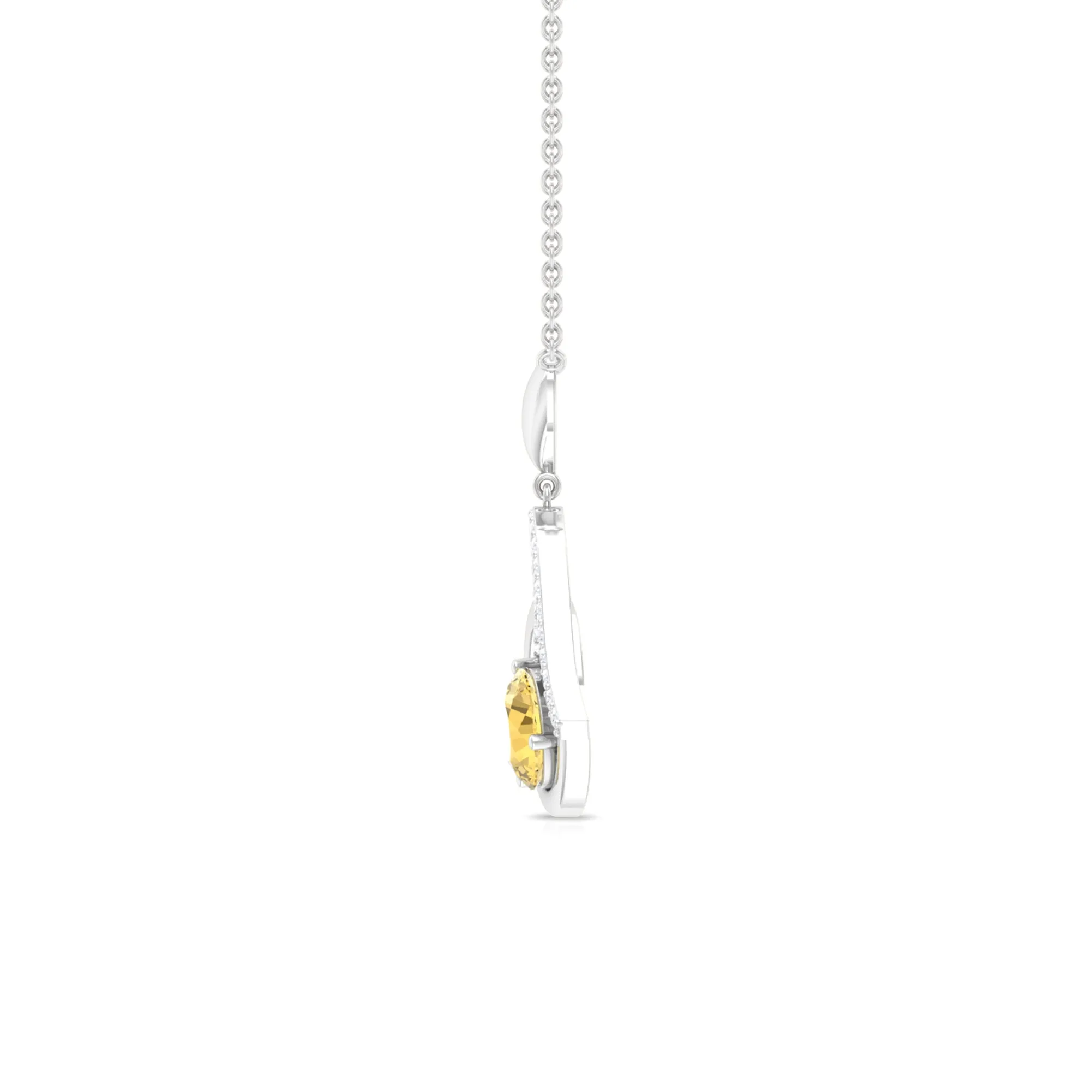 1.25 CT Citrine and Diamond Heart Drop Pendant
