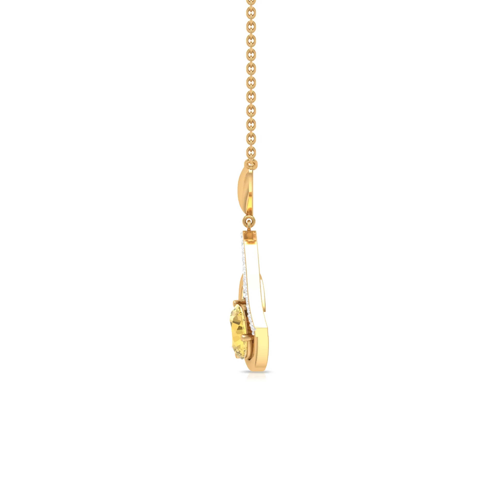 1.25 CT Citrine and Diamond Heart Drop Pendant
