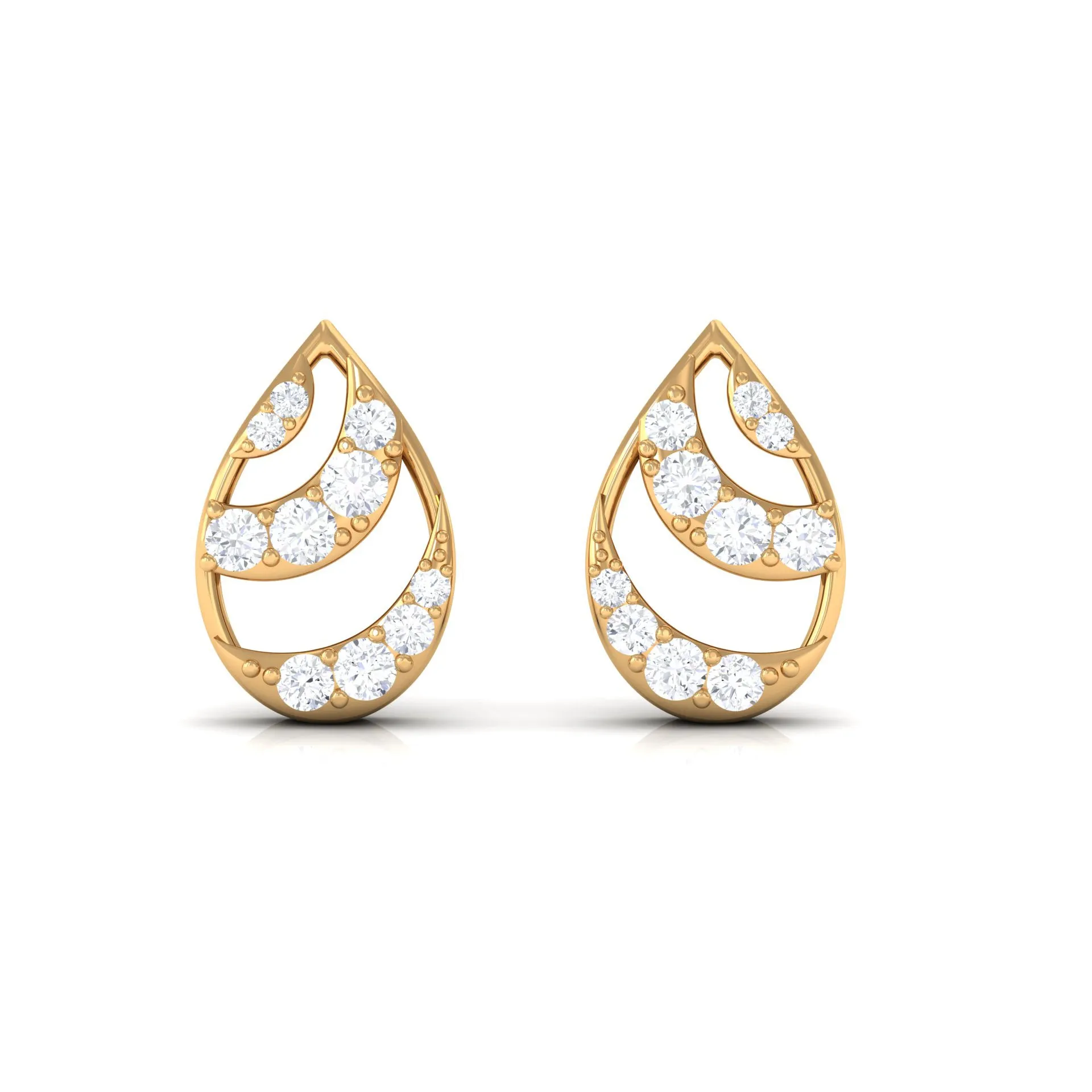 1/4 CT Minimal Zircon Teardrop Stud Earrings in Gold