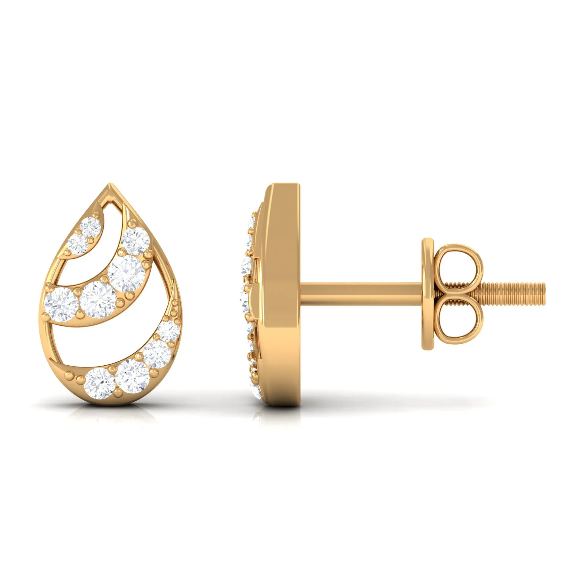1/4 CT Minimal Zircon Teardrop Stud Earrings in Gold