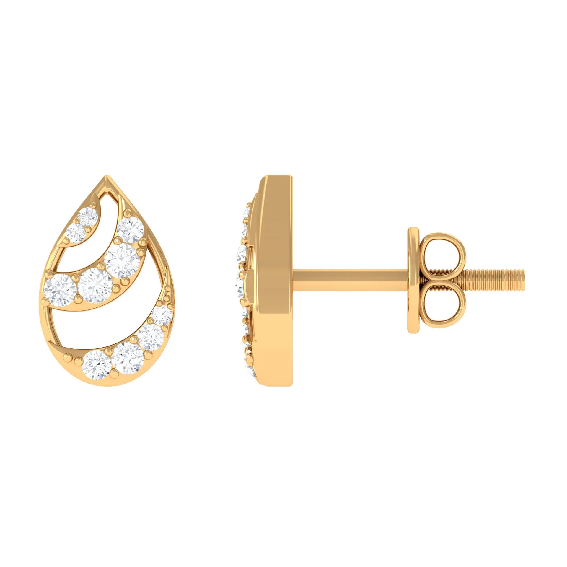 1/4 CT Minimal Zircon Teardrop Stud Earrings in Gold