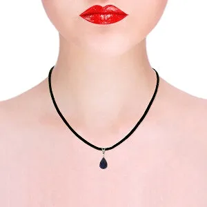 14.81 Carat 14K Solid White Gold Leather Necklace Diamond Sapphire