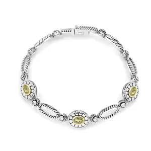 14K and 925 Sterling Sliver Bangle with Peridot (141B113938PDWT)