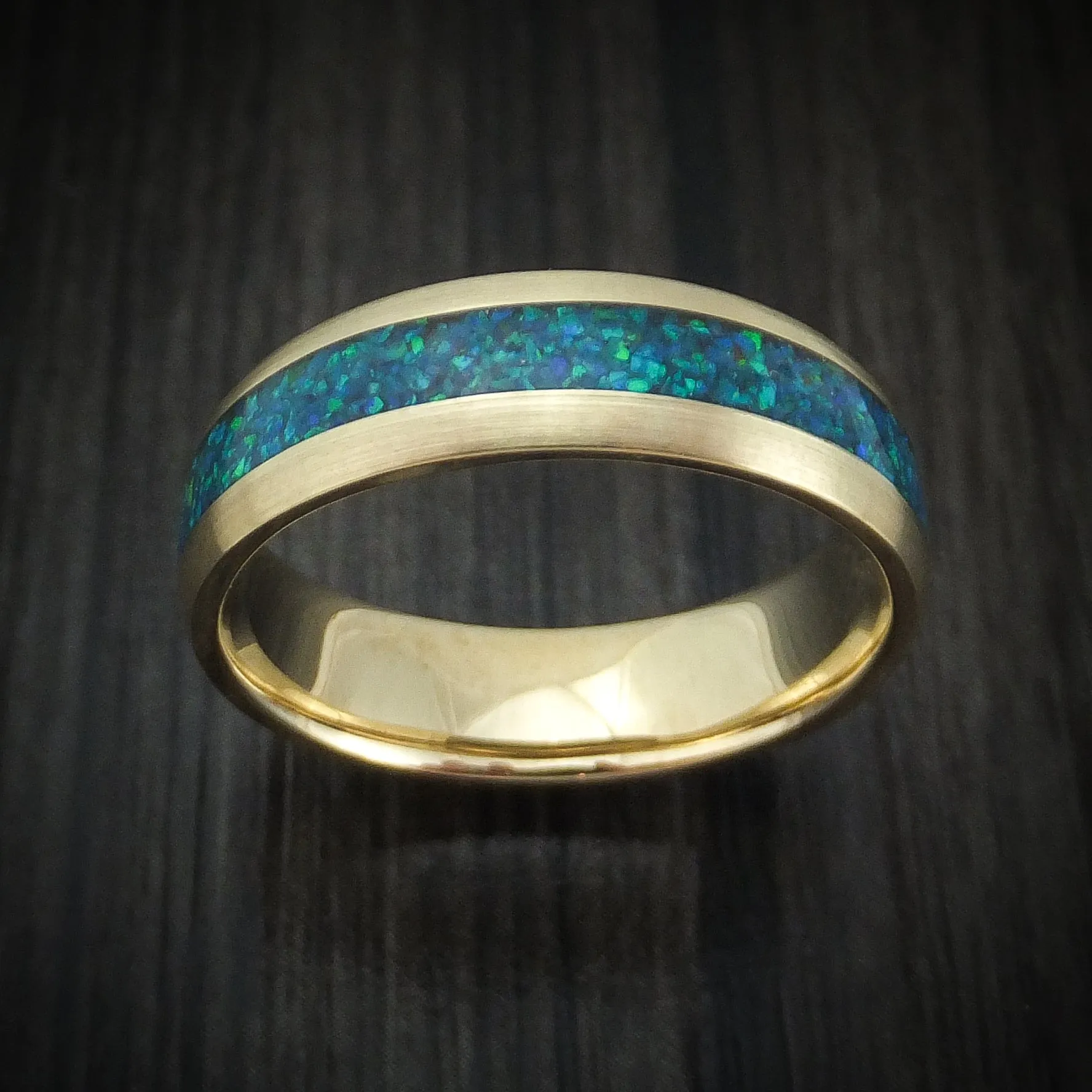 14K Gold and Opal Custom Made Men's Band