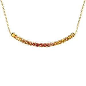 14k Multi Sapphire Curve Bar Pendant Necklace