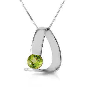 14K Solid White Gold Modern Necklace w/ Natural Peridot