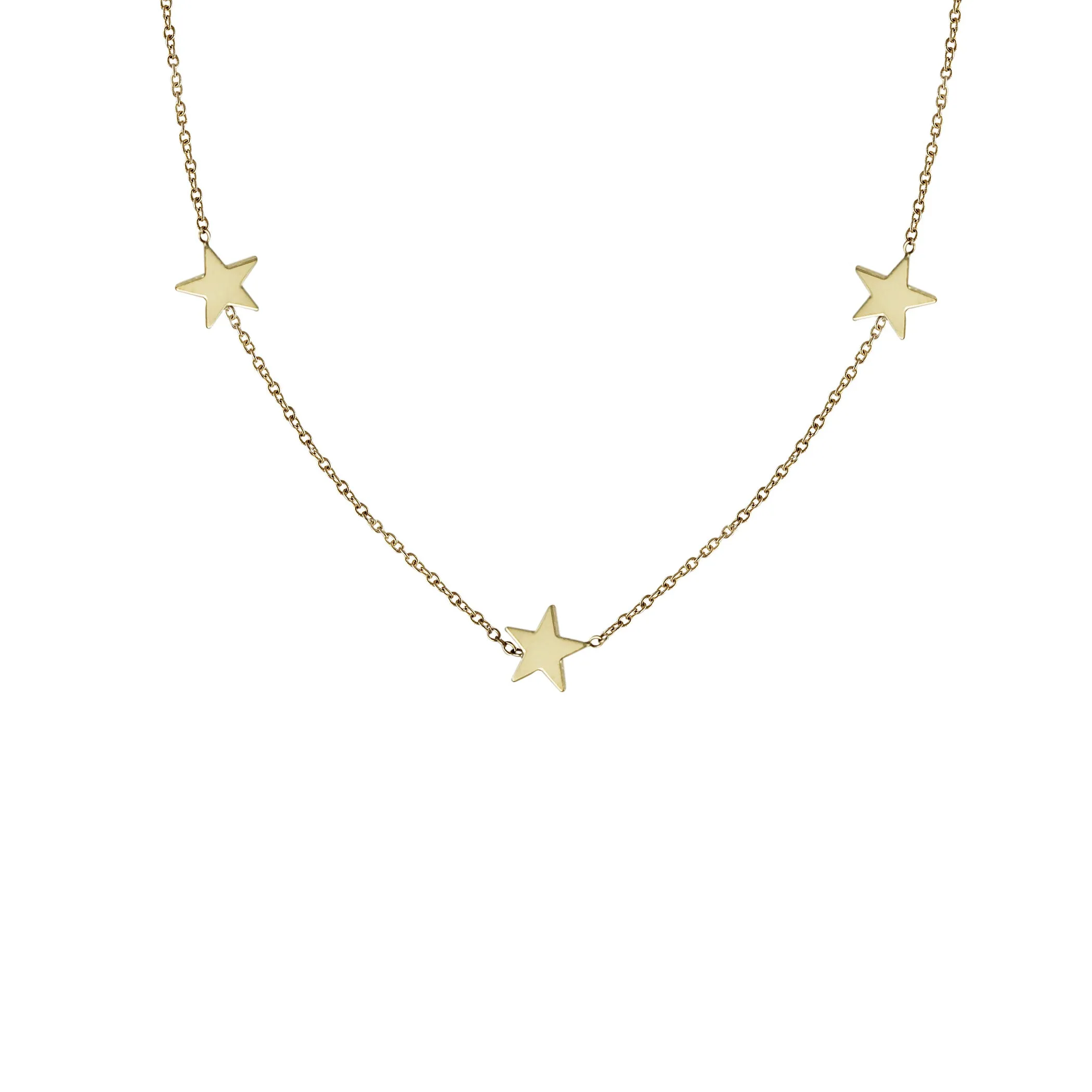 14K STAR TRIO NECKLACE