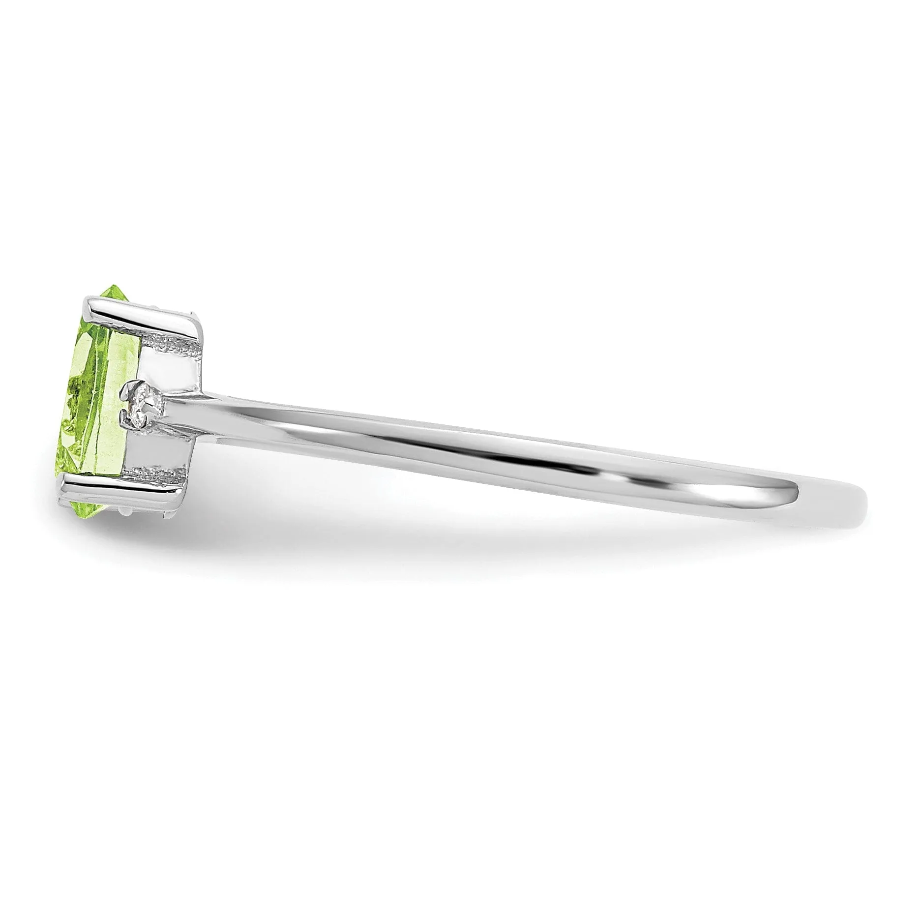Elegant 14k White Gold Diamond and Peridot Birthstone Ring - Stunning August Birthstone Jewelry