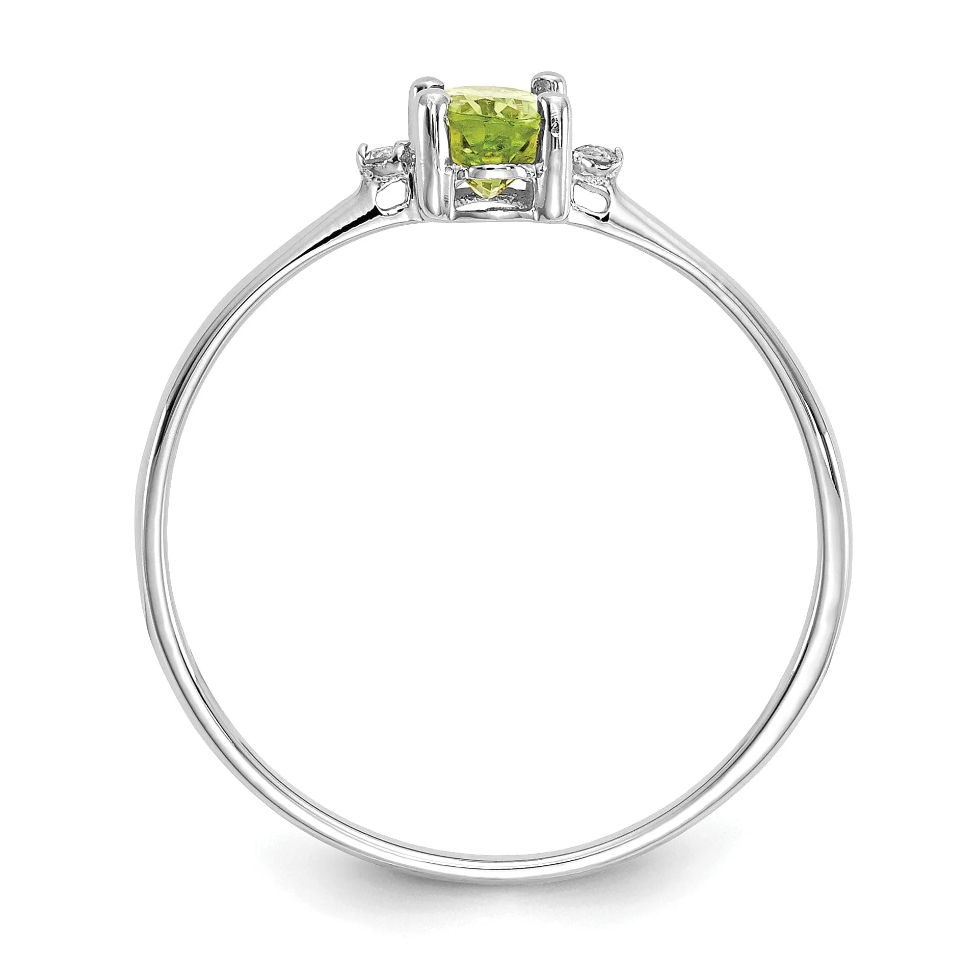 Elegant 14k White Gold Diamond and Peridot Birthstone Ring - Stunning August Birthstone Jewelry