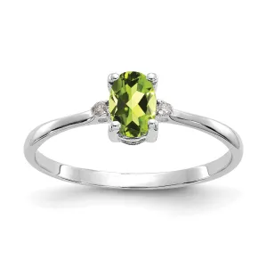 Elegant 14k White Gold Diamond and Peridot Birthstone Ring - Stunning August Birthstone Jewelry