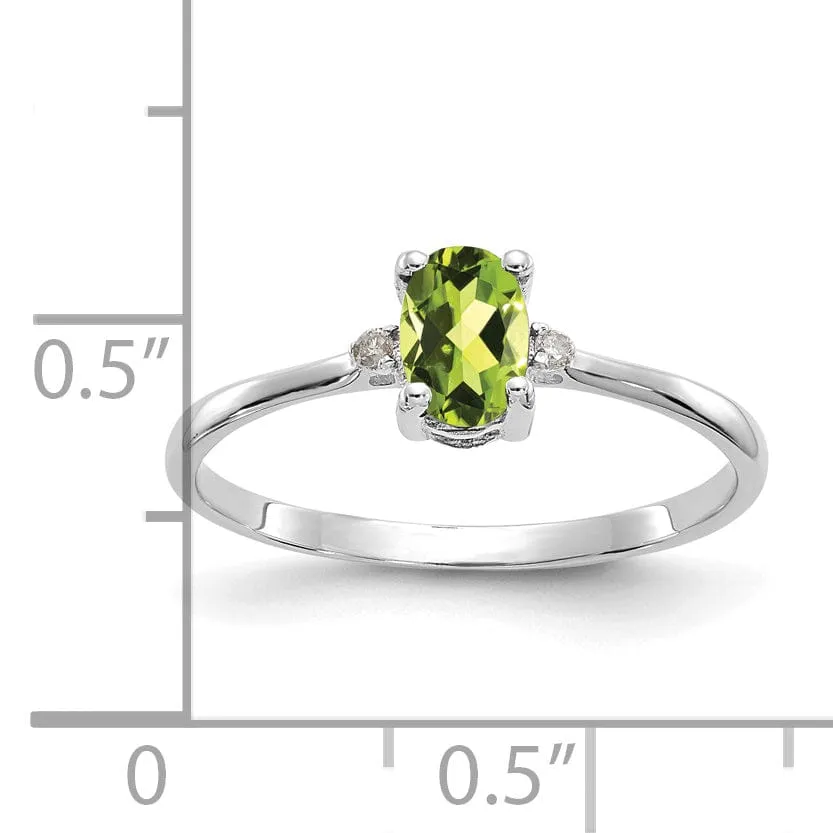 Elegant 14k White Gold Diamond and Peridot Birthstone Ring - Stunning August Birthstone Jewelry