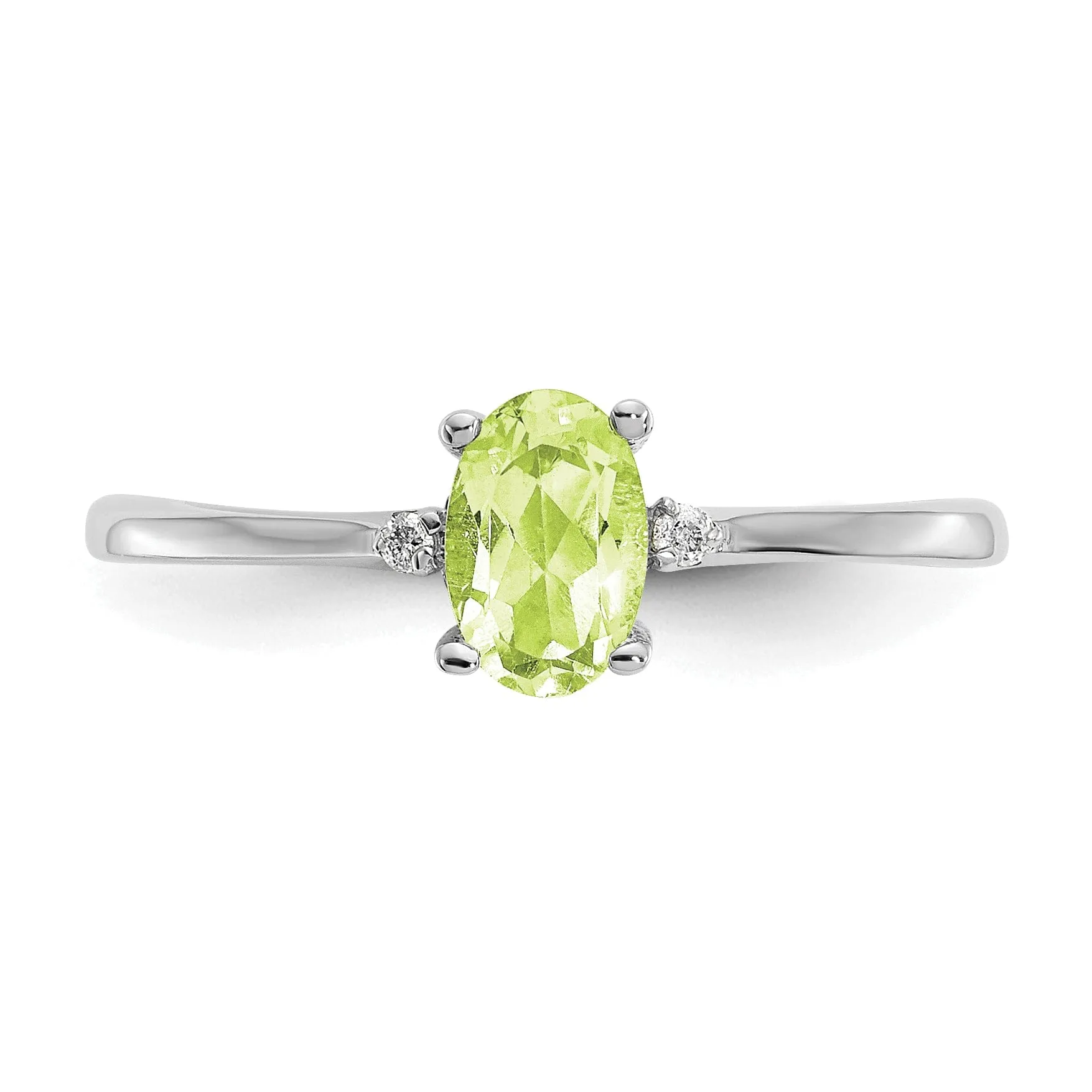 Elegant 14k White Gold Diamond and Peridot Birthstone Ring - Stunning August Birthstone Jewelry