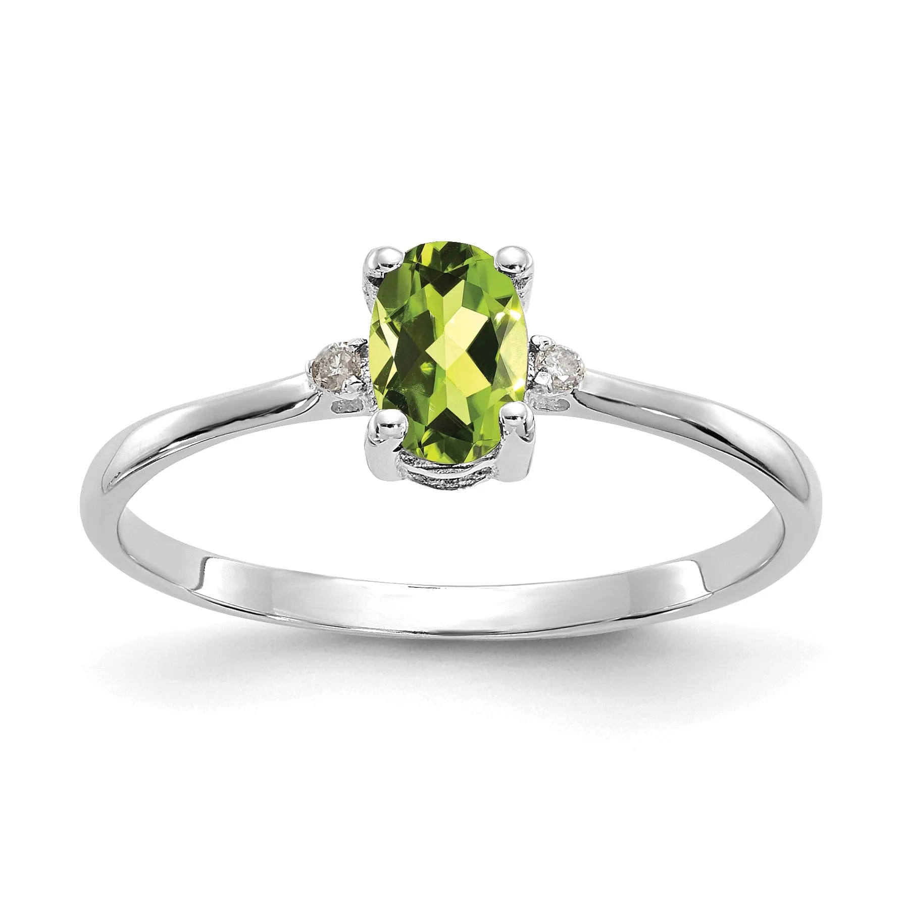 Elegant 14k White Gold Diamond and Peridot Birthstone Ring - Stunning August Birthstone Jewelry
