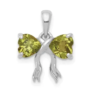 14k White Gold Peridot Birthstone Bow Pendant