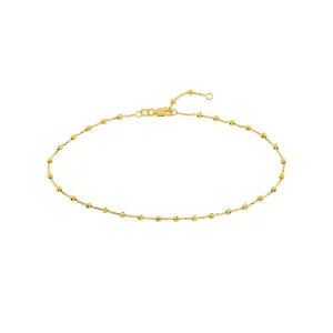 14K Yellow 2.50mm Disco Bead Cable Chain Anklet
