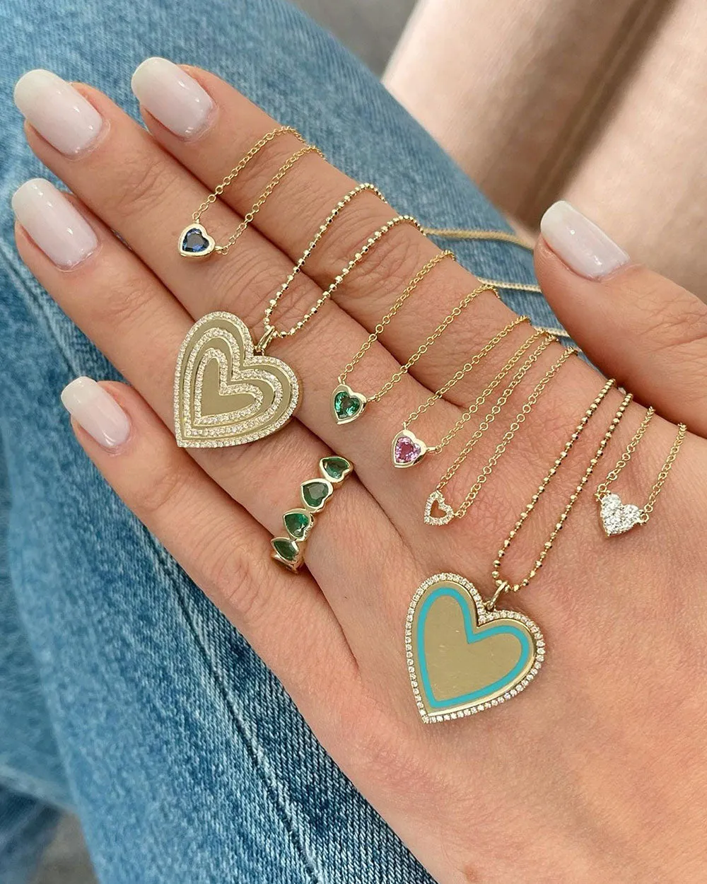 14k Yellow Gold Blue Sapphire Heart Necklace