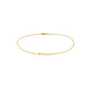 14K Yellow Gold Paper Clip Anklet with ID Bar Anklet