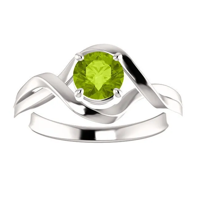 14KT GOLD 3/4 CT ROUND PERIDOT INFINITY-INSPIRED RING
