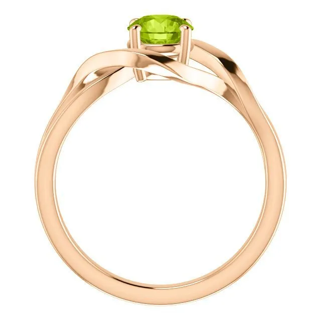 14KT GOLD 3/4 CT ROUND PERIDOT INFINITY-INSPIRED RING