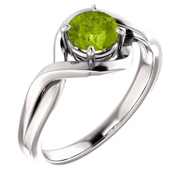 14KT GOLD 3/4 CT ROUND PERIDOT INFINITY-INSPIRED RING
