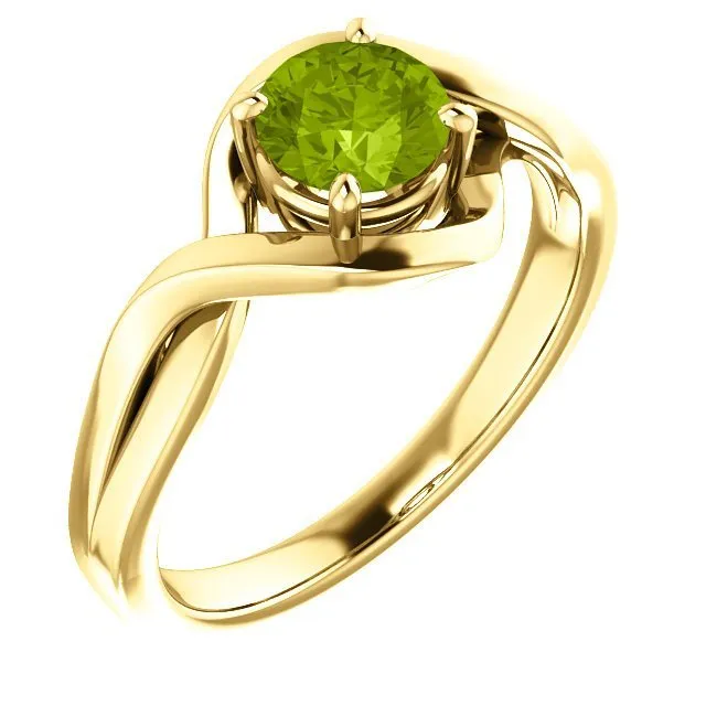 14KT GOLD 3/4 CT ROUND PERIDOT INFINITY-INSPIRED RING