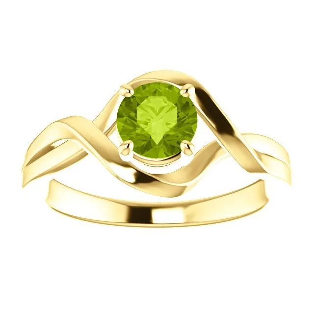 14KT GOLD 3/4 CT ROUND PERIDOT INFINITY-INSPIRED RING