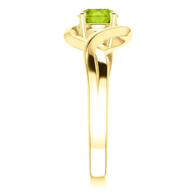 14KT GOLD 3/4 CT ROUND PERIDOT INFINITY-INSPIRED RING