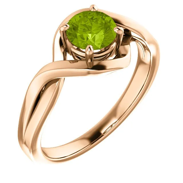 14KT GOLD 3/4 CT ROUND PERIDOT INFINITY-INSPIRED RING