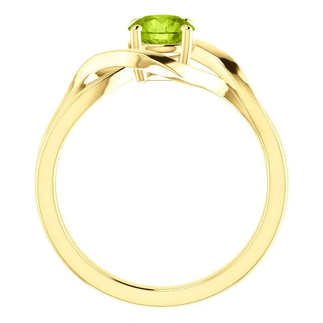 14KT GOLD 3/4 CT ROUND PERIDOT INFINITY-INSPIRED RING
