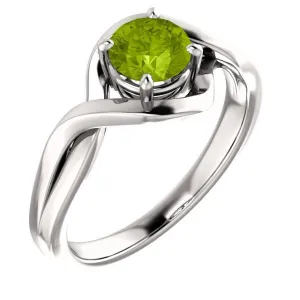 14KT GOLD 3/4 CT ROUND PERIDOT INFINITY-INSPIRED RING