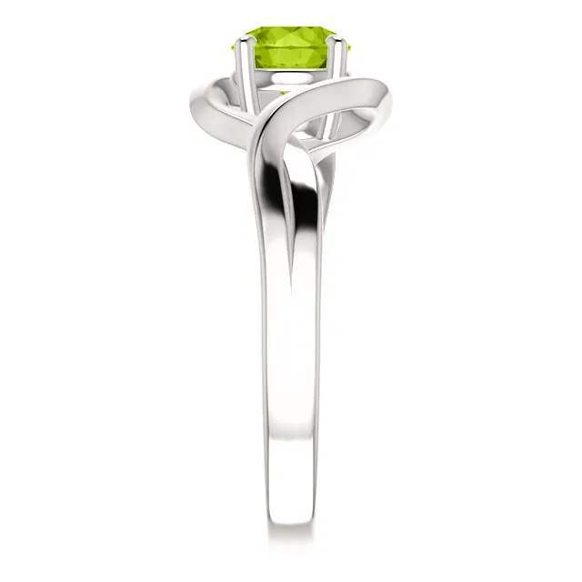 14KT GOLD 3/4 CT ROUND PERIDOT INFINITY-INSPIRED RING