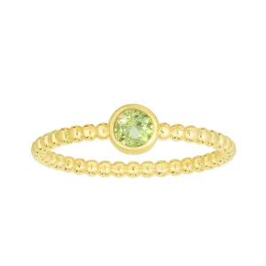 14kt Gold Size-7 Yellow Finish 4.5mm Polished Beaded Ring  with  4mm Round Peridot