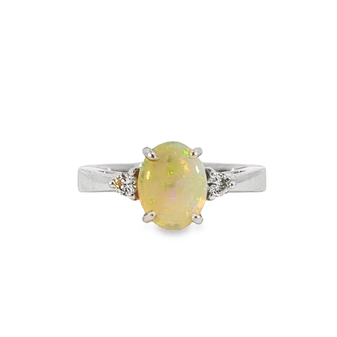 14kt White Gold 0.98ct Crystal Opal and Diamond ring