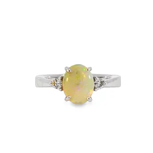 14kt White Gold 0.98ct Crystal Opal and Diamond ring