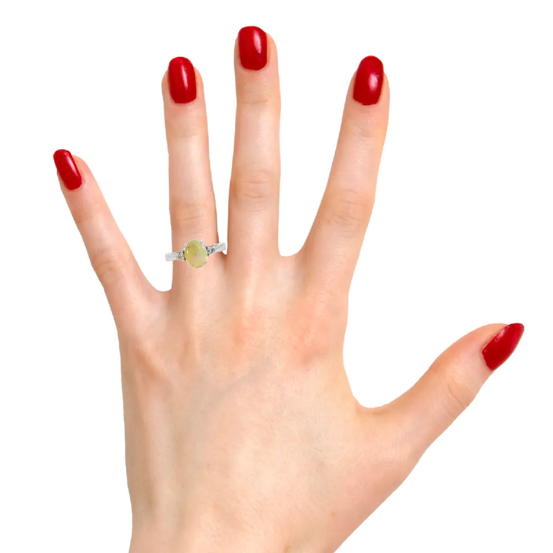 14kt White Gold 0.98ct Crystal Opal and Diamond ring