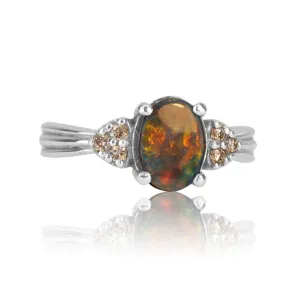 14kt White Gold Black Opal ring