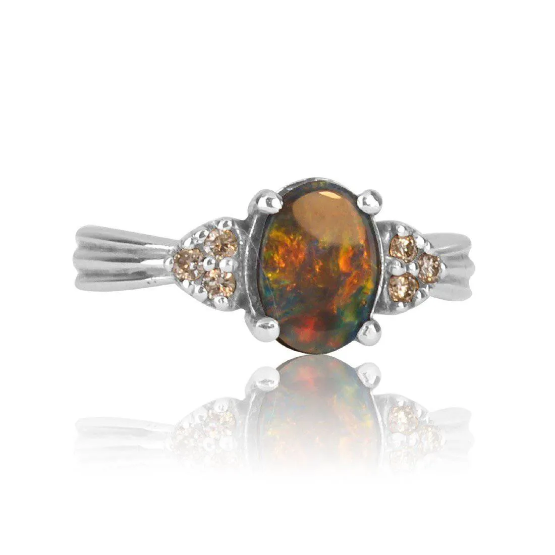 14kt White Gold Black Opal ring