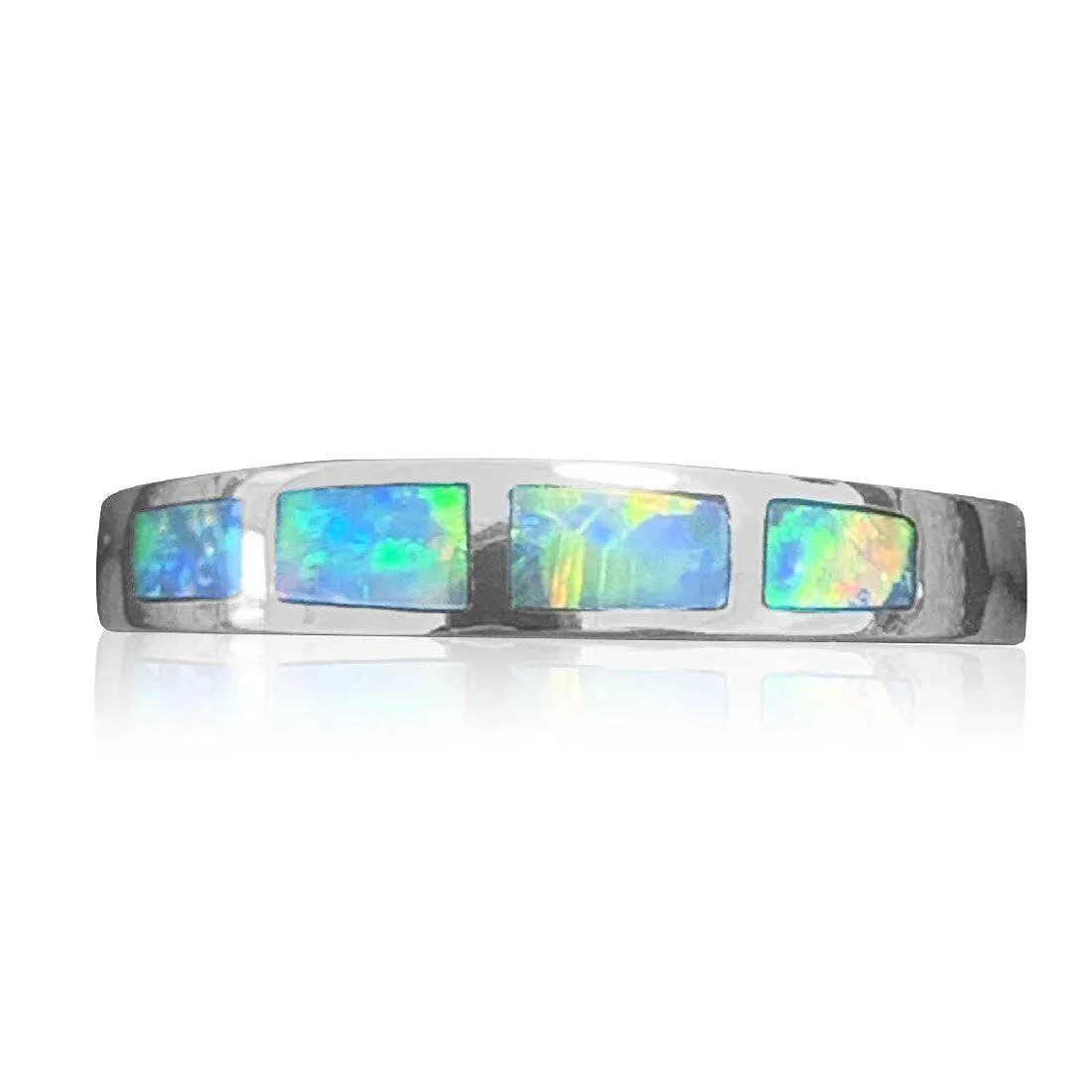 14kt White Gold Opal inlay band