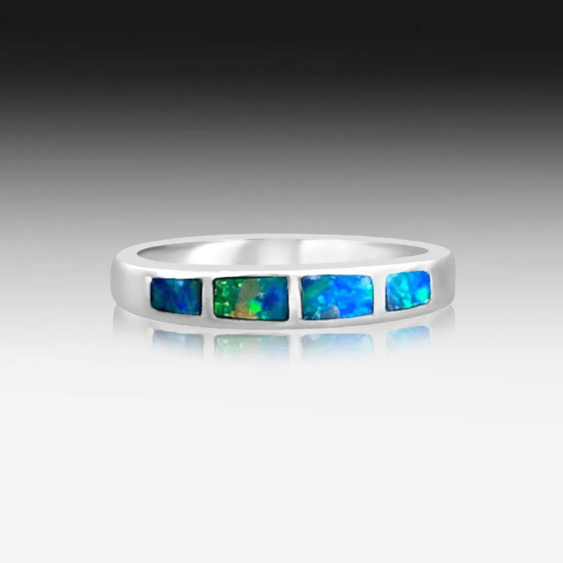 14kt White Gold Opal inlay band