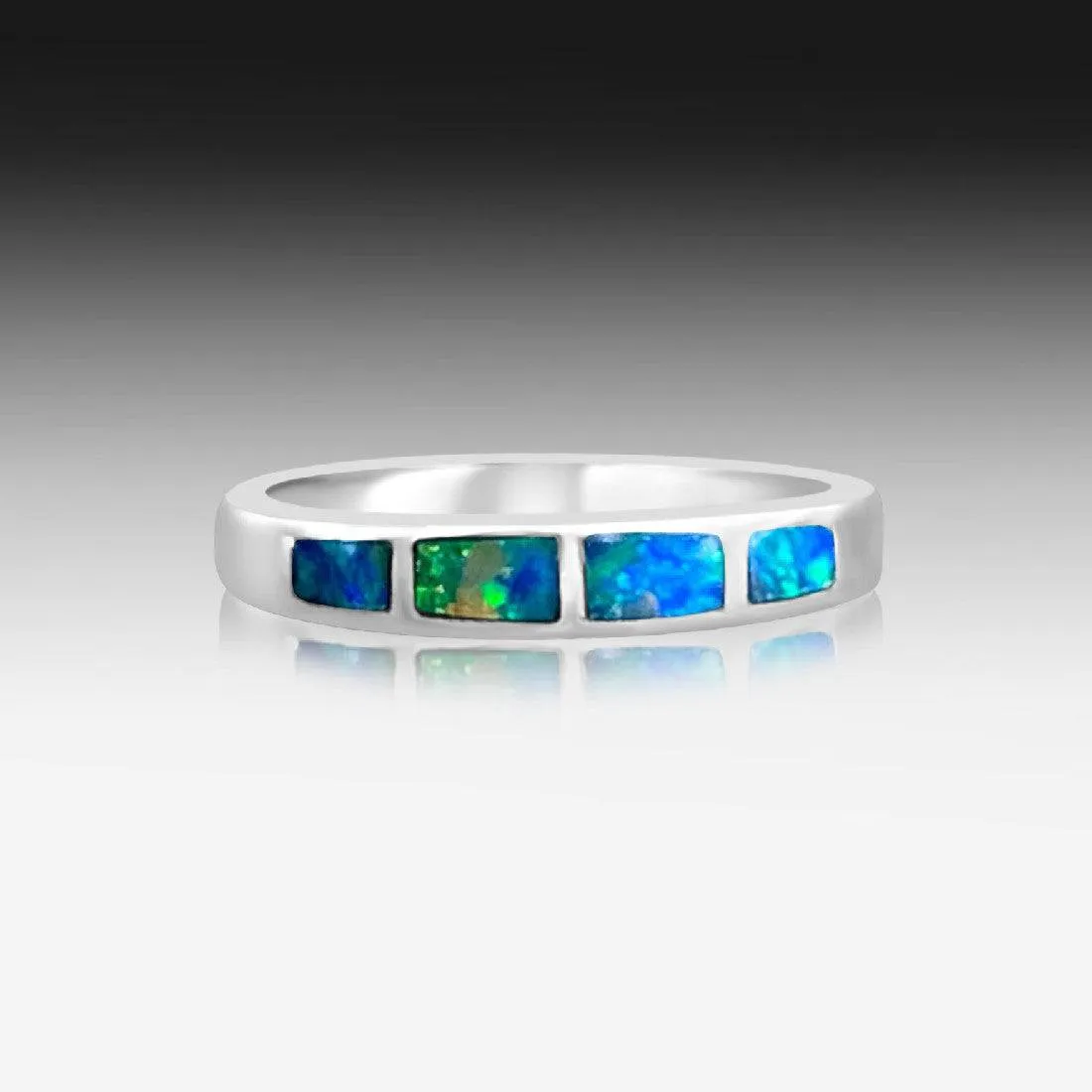 14kt White Gold Opal inlay band