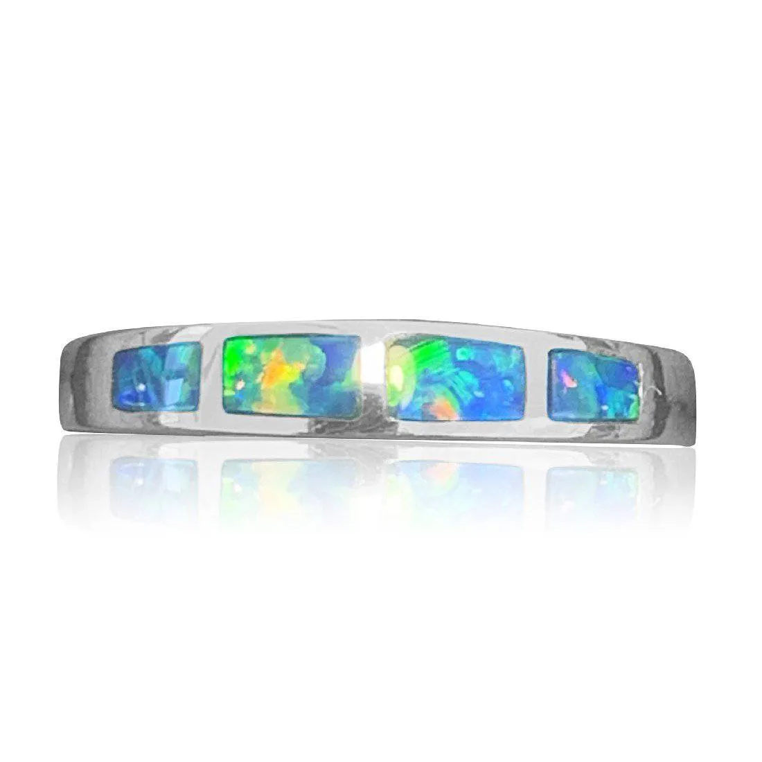 14kt White Gold Opal inlay band